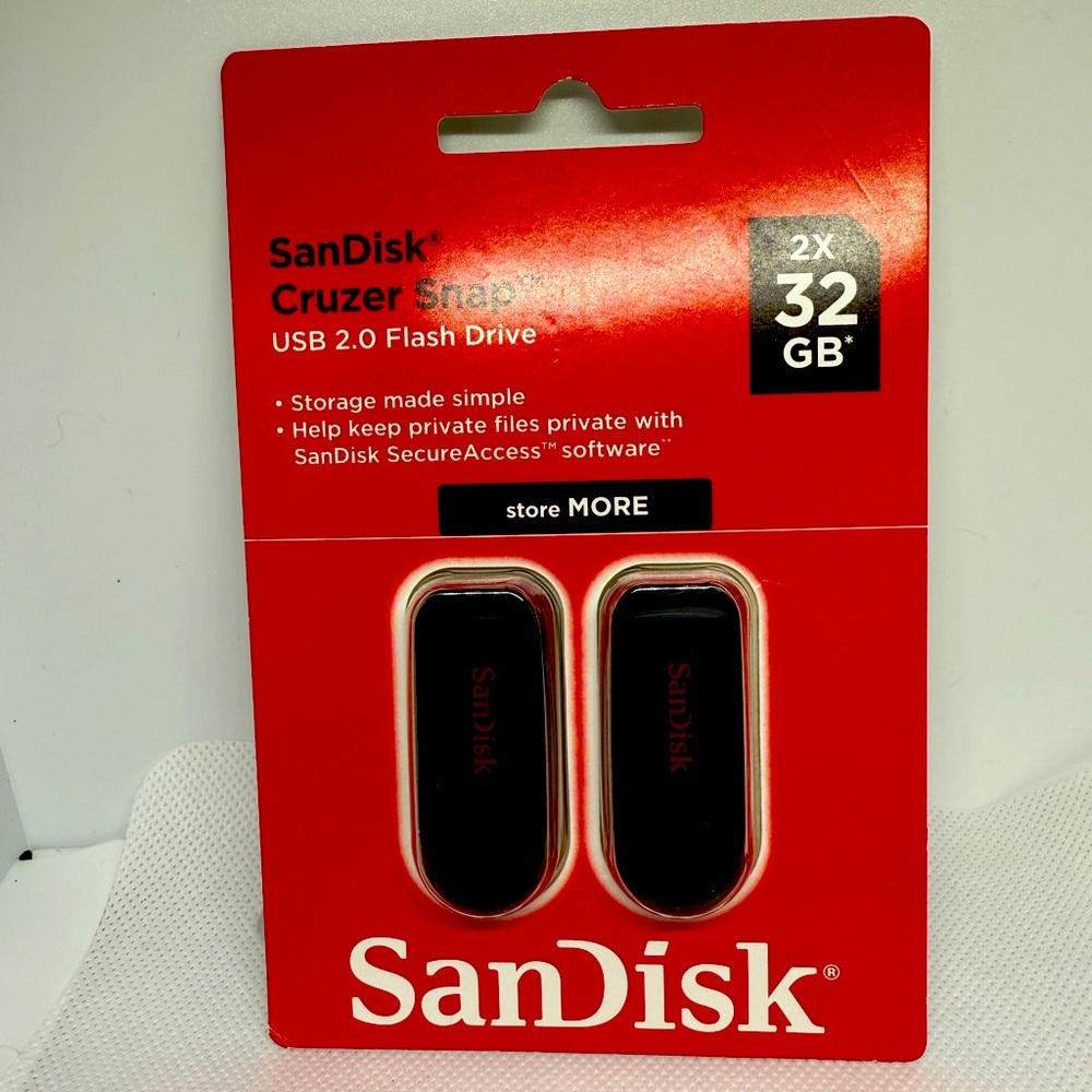 SanDisk Cruzer Snap USB 2.0 Flash Drive 2X 32GB